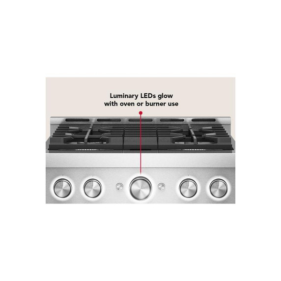 KitchenAid® 30-Inch 4 Burner Commercial-Style Gas Range with No Preheat Air Fry Mode KFGS930SSS