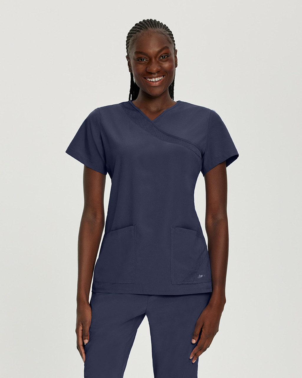 Clearance White Cross Allure - Contrast Cotton Poly Scrub Top