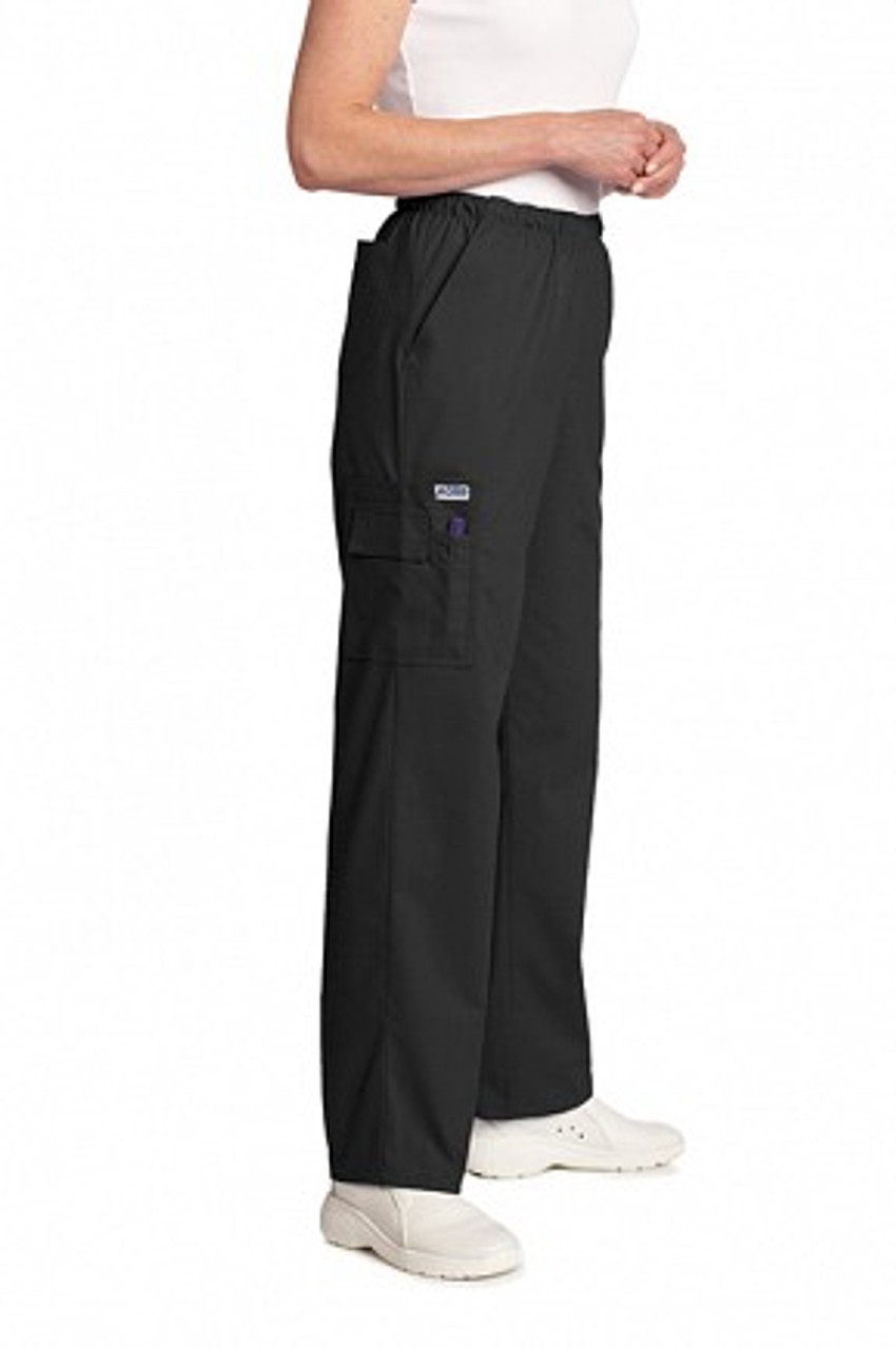 Chef and Scrub Pants with Multiple Pockets Full Elastic and Drawstrings  Wrinkle Free. Black