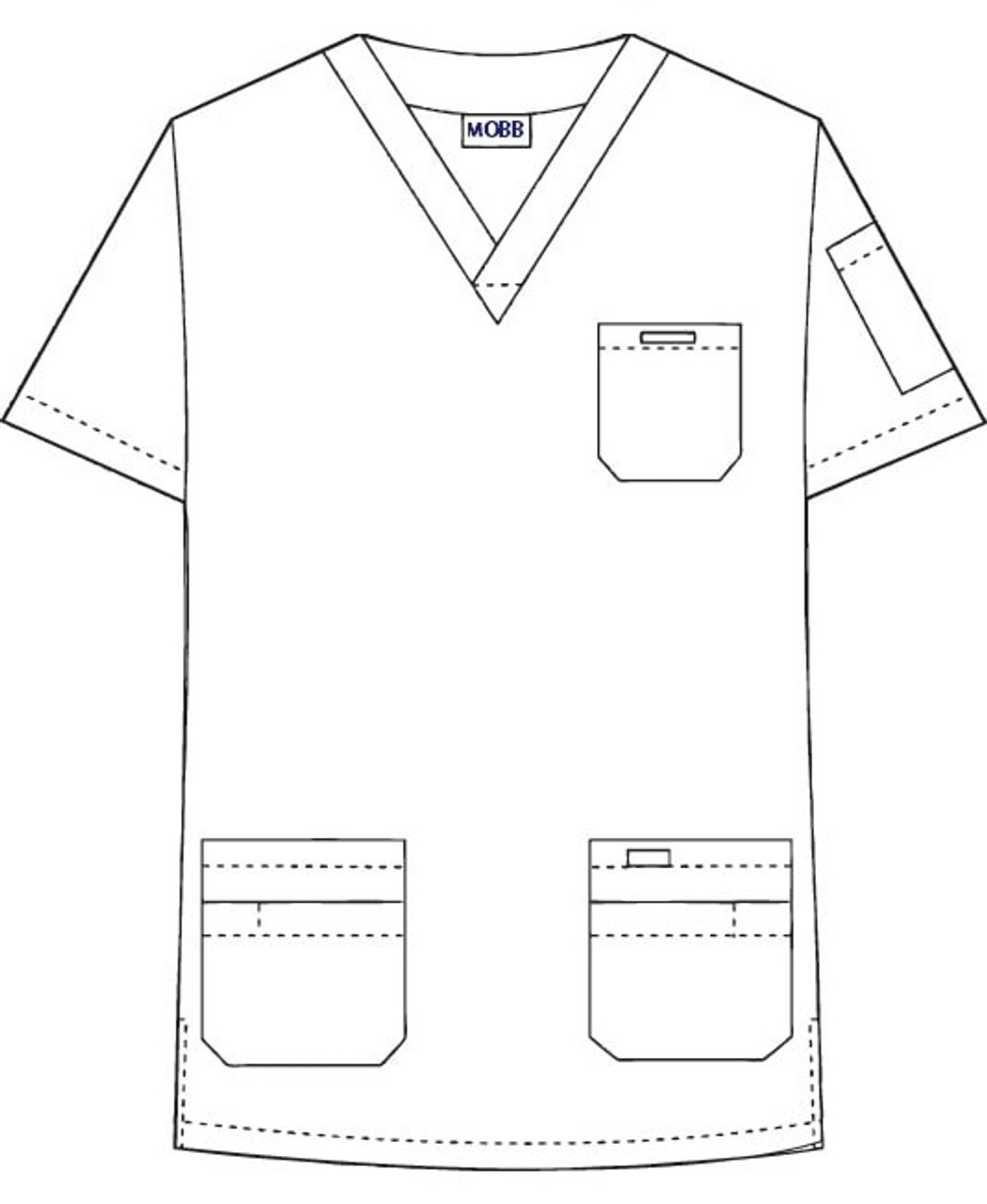 520T - 6 Pocket Solid V Neck Scrub Top - Scrub Depot