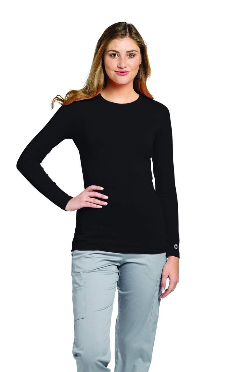 Allure by White Cross Women's Long Sleeve Crew Neck Solid Stretch T-Shirt