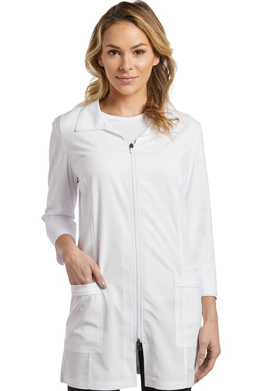 White Cross Lab Jacket With 3/4 Sleeves