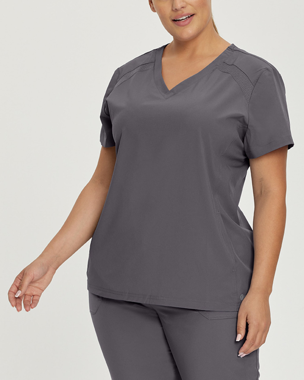 Clearance White Cross Fit Solid V-Neck Top - Scrub Depot