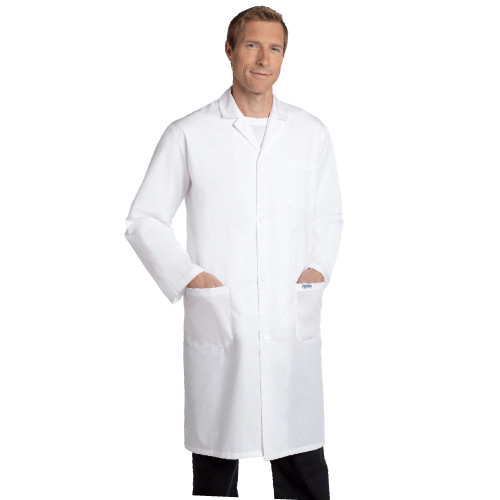 side button lab coat