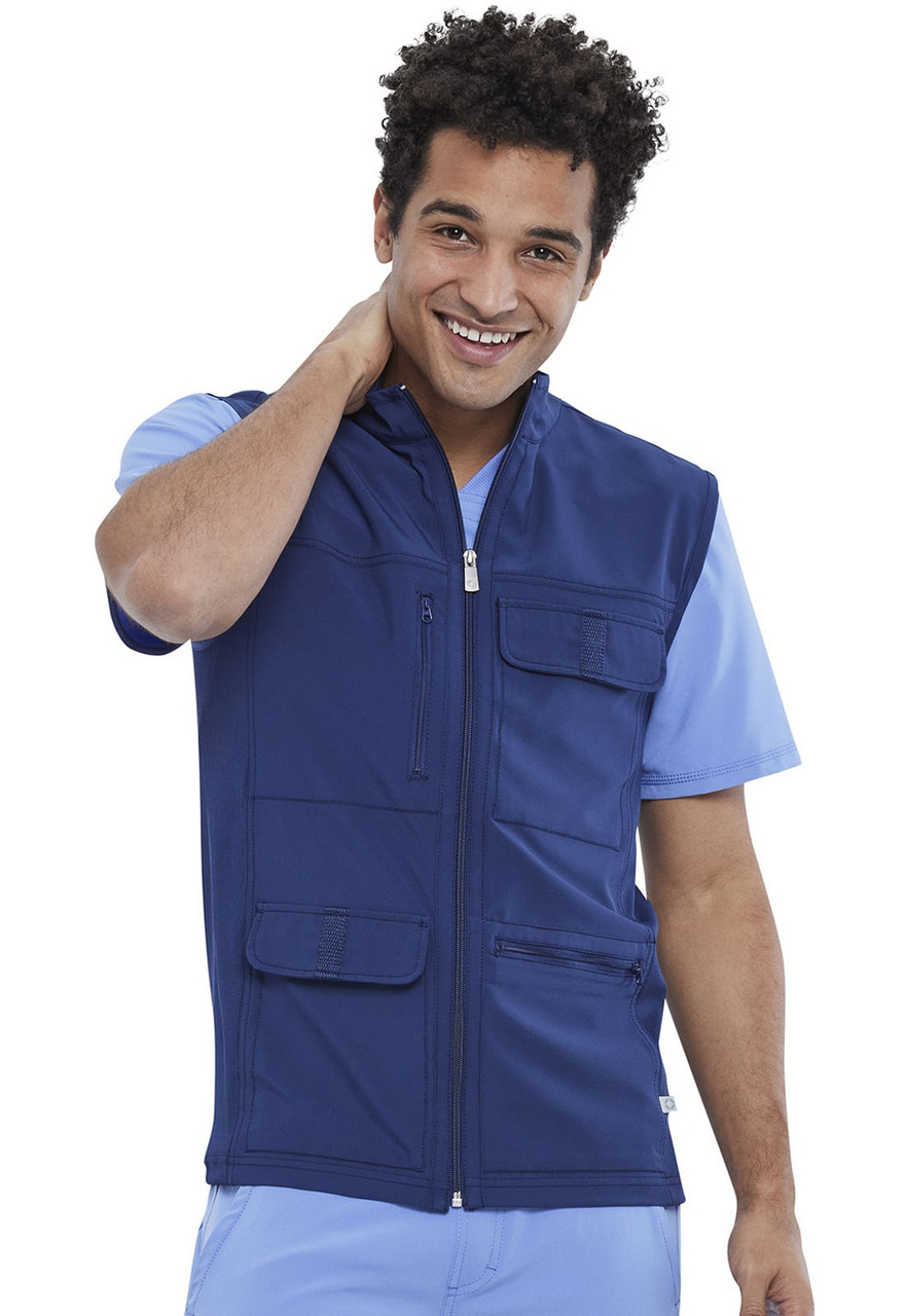 Clearance Men's Zip Front Cargo Vest in Navy