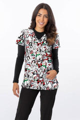 Clearance Christmas Santa Printed Top