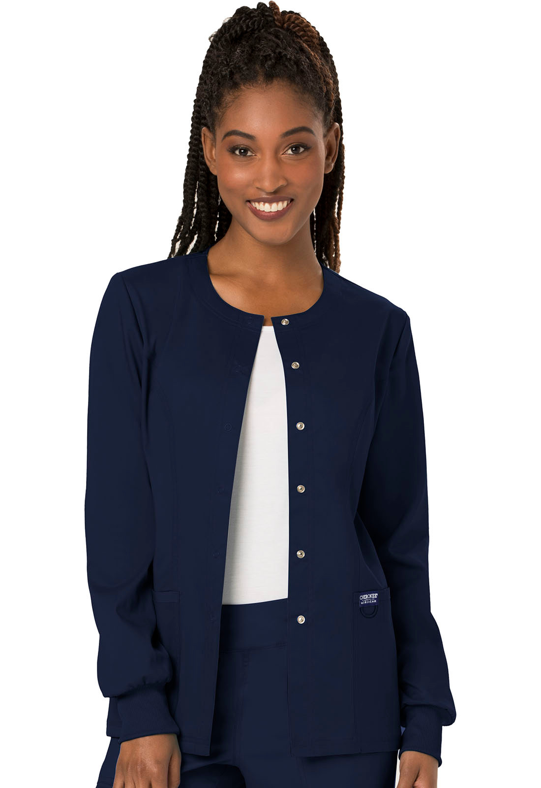 Cherokee WW Revolution Snap Front Jacket in Navy Scrub Depot