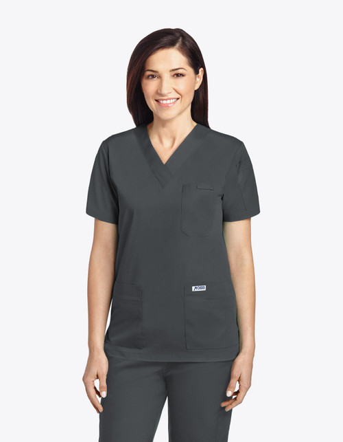 520T - 6 Pocket Solid V Neck Scrub Top