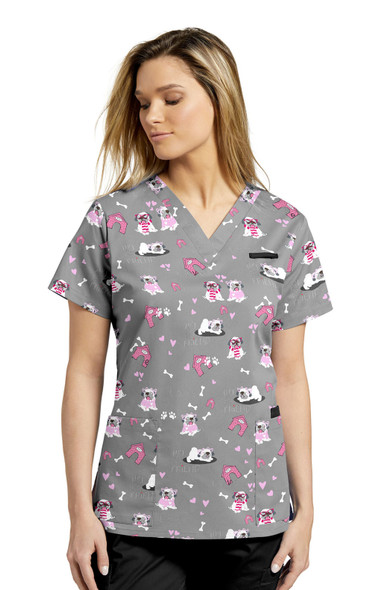 Clearance White Cross Allure - Contrast Cotton Poly Scrub Top