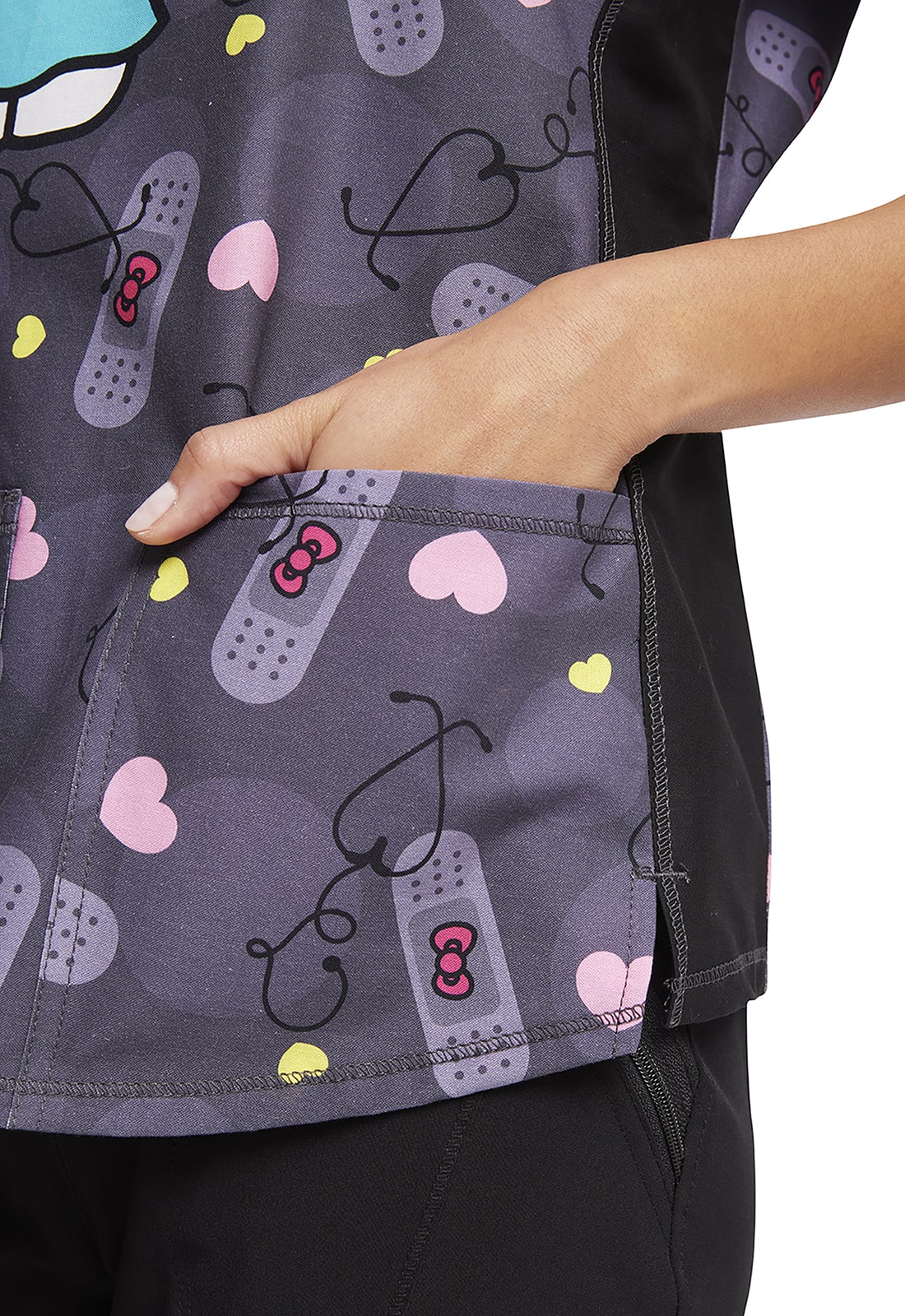 Hello Kitty Cherokee Tooniforms TF750 V-Neck Scrub Top - Women's, Multi-Color