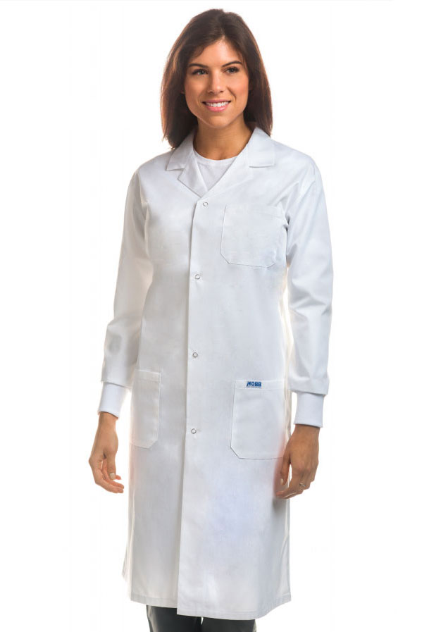 Snap Closure Knitted Cuff Lab Coat On Sale