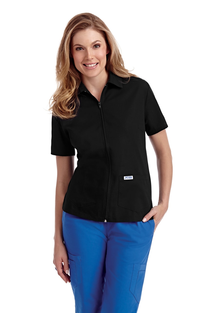Zipper Closure Scrub Top