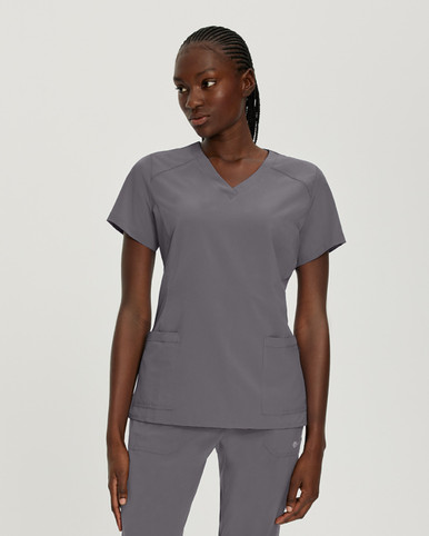 323T - Fitted Criss Cross Women's Solid Scrub Top