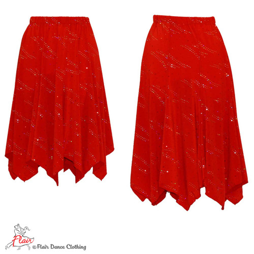 Red with Sequins Hanky Hem Skirt