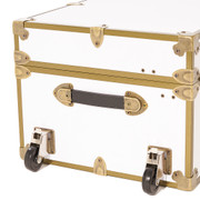 Rhino small camp trunk Footlocker with optional removable wheels with antique brass trim