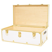Open view of Rhino XL camp trunk with brass trim