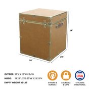 Rhino Cognac Luxury Faux Leather End Table Trunk Details