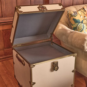 Rhino Alabaster Luxury Faux Leather End Table Trunk Open with Feet with Shelf