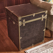 Rhino Espresso Luxury Faux Leather End Table Trunk Back View