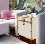 Rhino Alabaster Luxury Faux Leather End Table Trunk with Feet