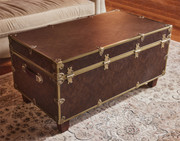 Rhino Espresso Luxury Faux Leather Coffee Table Trunk Back