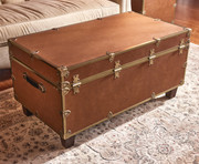 Rhino Cognac Luxury Faux Leather Coffee Table Trunk Back