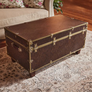 Rhino Espresso Luxury Faux Leather Coffee Table Trunk Back