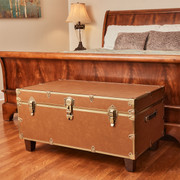 Rhino Cognac Luxury Faux Leather End Of Bed Trunk with Feet Front
