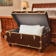Rhino Espresso Luxury Faux Leather End Of Bed Trunk Open with Feet Front