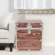 Rhino Knotty Cedar End Table Trunk Chest With Nickel Trim In Living Room