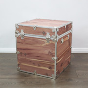 Rhino Knotty Cedar End Table Trunk Chest With Nickel Trim Back View