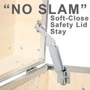 Rhino soft close safety lid stay in a Rhino camp trunk Footlocker