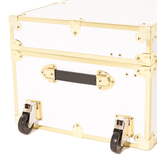 Large Rhino Dorm Trunk End With Wheels With Brass Trim