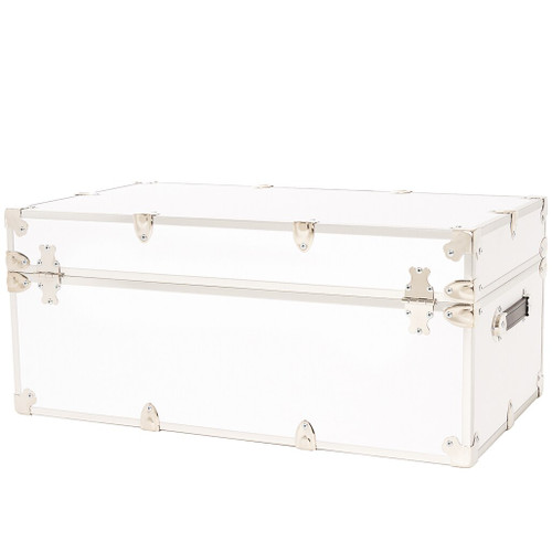 Back view of Rhino large camp trunk Footlocker with nickel trim Back view of Rhino large camp trunk Footlocker with nickel trim