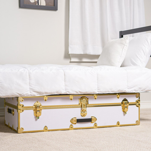 Rhino Trundle Trunk under a bed with brass trim