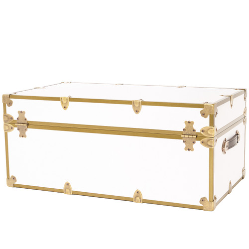 Back view of Rhino XL camp trunk with antique brass trim