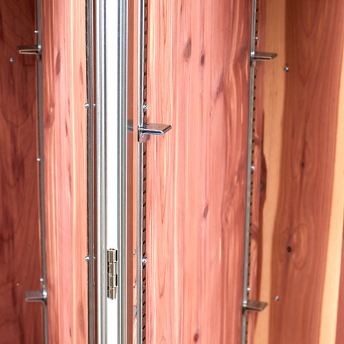 Rhino Aromatic Cedar Wardrobe Trunk interior view and shelf clips