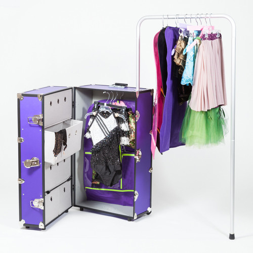 Rhino Dance Star Wardrobe Travel Trunk open view with clothing Rhino Dance Star Wardrobe Travel Trunk open view with clothing