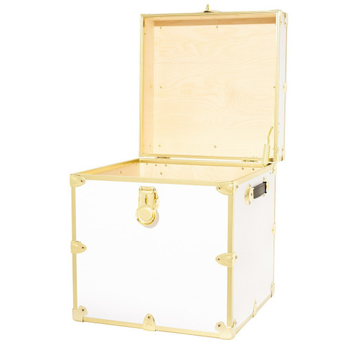 College Dorm Cube  White With Brass Trim and Hardware Open