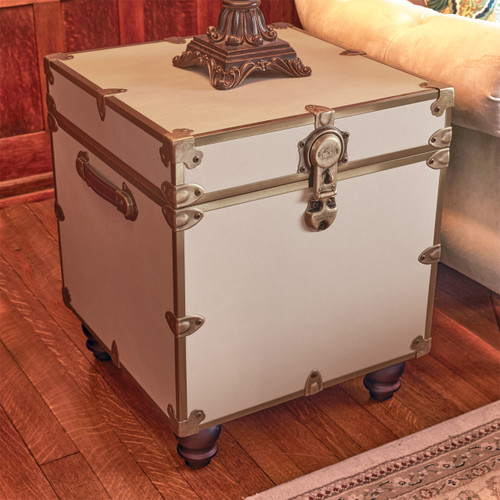 Rhino Alabaster Luxury Faux Leather End Table Trunk with Feet