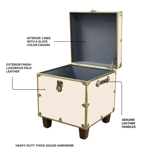 Rhino Luxury Faux Leather End Table Trunk with Feet Details