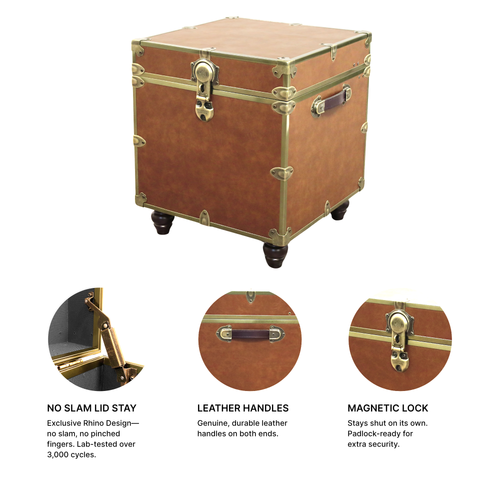 Rhino Luxury Faux Leather End Table Trunk with Feet Details