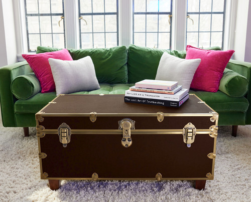Rhino Espresso Luxury Faux Leather Coffee Table Trunk Front
