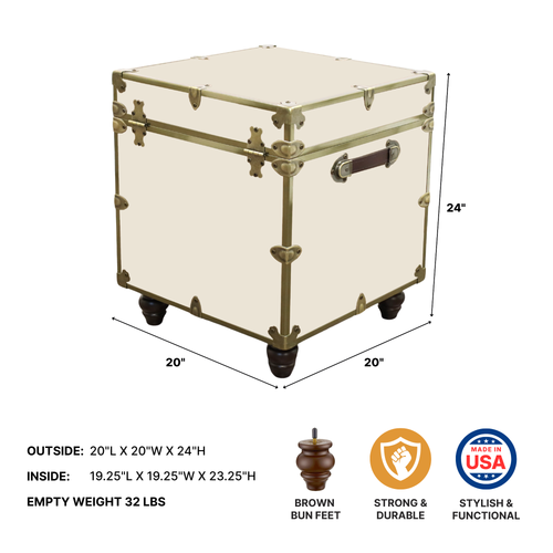 Rhino Alabaster Luxury Faux Leather Nightstand Trunk with Feet Details