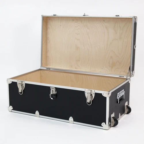 Rhino Essential Camp Trunk Footlocker With Wheels Open