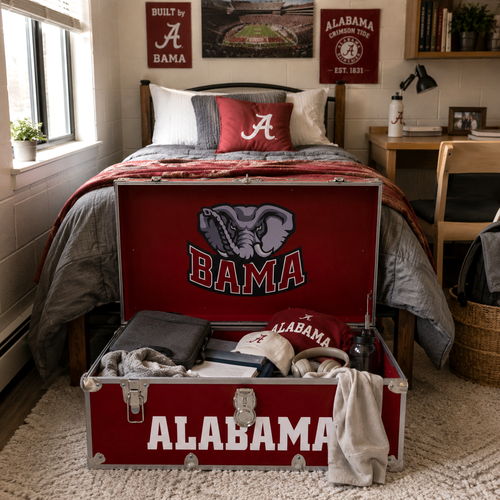 OFFICIALLY LICENSED ALABAMA CRIMSON TIDE TRUNK LIFESTYLE DORM ROOM/BEDROOM