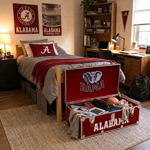 OFFICIALLY LICENSED ALABAMA CRIMSON TIDE TRUNK LIFESTYLE DORM ROOM/BEDROOM