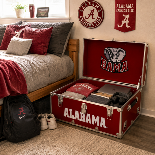 OFFICIALLY LICENSED ALABAMA CRIMSON TIDE TRUNK LIFESTYLE DORM ROOM/BEDROOM