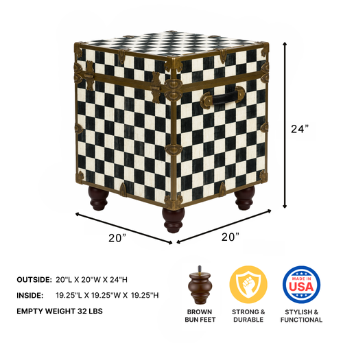 Rhino Mackenzie Inspired End Table Trunk With Feet - Dimensions