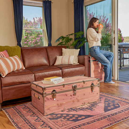 Rhino Large Knotty Cedar Nickel Trim Trunk Lifestyle